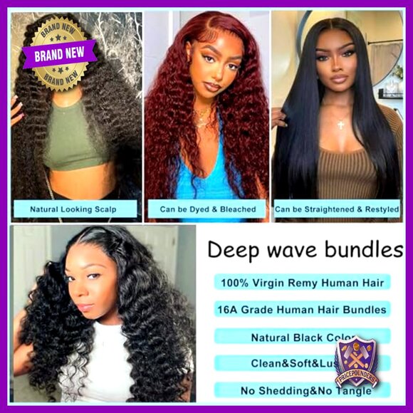 20 Inch Deep Wave Human Hair Extensions 3 Bundles Brazilian Virgin main image 6